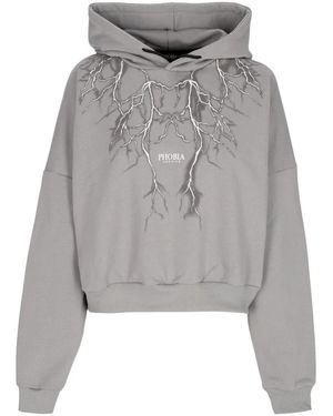 PHOBIA ARCHIVE Lightning Crop Hoodie - Grijs