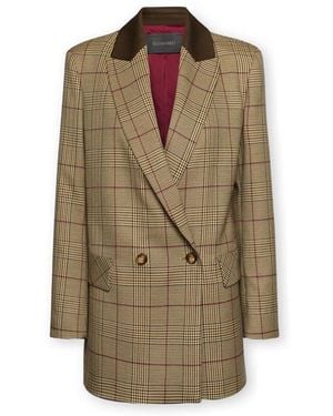 Elena Miro Dubbelrijige Prince Of Wales Blazer - Groen
