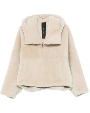 Blancha Jassen ,Shearling Jas Met Capuchon - Naturel