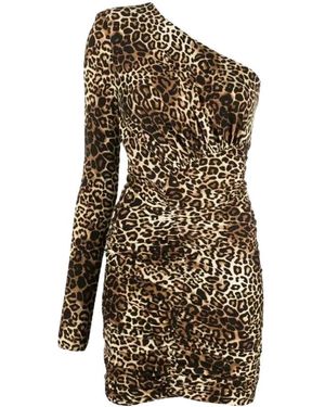 Alexandre Vauthier Mini asymmetrisches leopardenmuster kleid - Braun