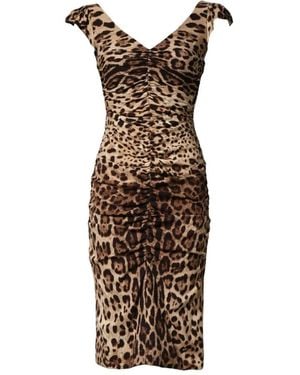 Dolce & Gabbana Ärmelloses Etuikleid Mit Leopardenmuster - Braun