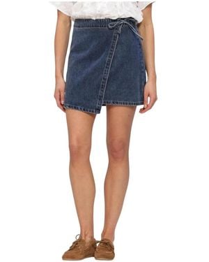 Object Objrosie Mw Denim Short Wrap Rok - Blauw