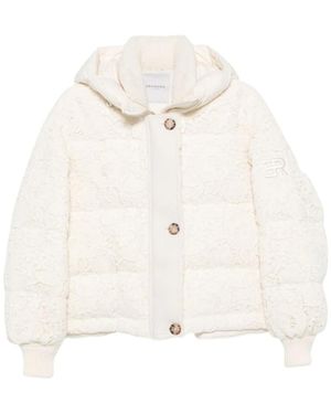 Ermanno Scervino Jassen ,Wit ,Lace Detailed Padded Jacket