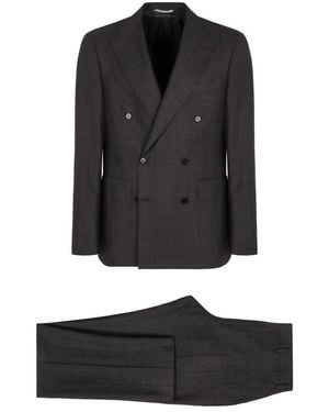 Canali Double Breasted Suits - Black