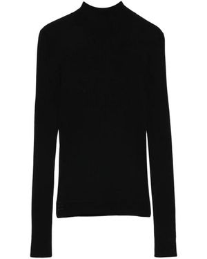 Twinset Truien & Vesten ,Zwart ,Polyester Ribgebreide Coltrui Jumper