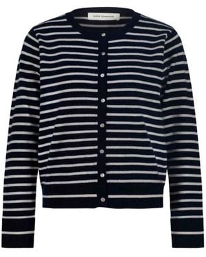 Sofie Schnoor Dunkelblauer Gestreifter Cardigan Mit Knopfleiste