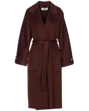 Elisabetta Franchi Mantel Aus Doppeltem Wollgemisch - Rot