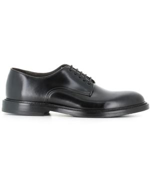 Green George Schwarze Gebürstete Leder Derby Schuhe