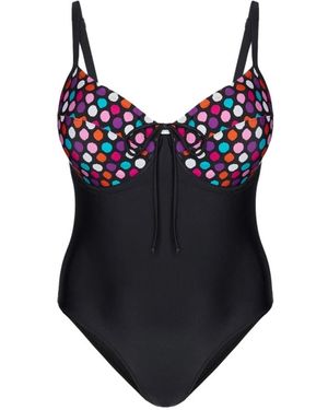 FIORELLA RUBINO Badmode ,Zwart ,Polyester Badpak Uit Één Stuk Met Balconette Cups En Polkadotprint - Blauw