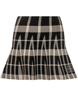 MSGM Plaid Geplooide Minirok - Zwart