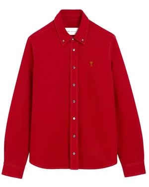 Ami Paris Hemd Mit Logo-Stickerei - Rot