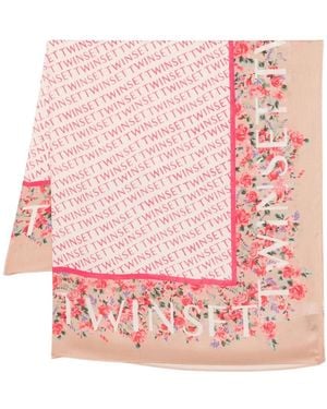 Twinset Kefia A Fantasia Logo E Fiori - Roze