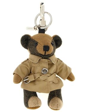 Burberry Orsetto Thomas Schlüsselanhänger Aus Baumwolle Mit Karabinerhaken Und Metallring - Mettallic