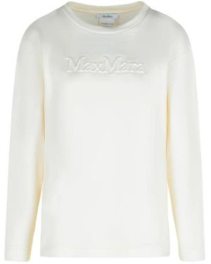 Max Mara Hoodies & Sweatvesten ,Katoen Silk Cotton Relaxed Fit Sweatshirt - Wit