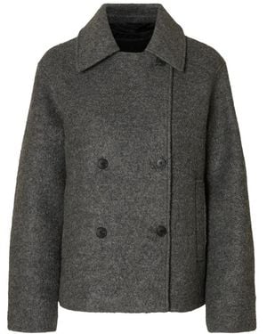 SELECTED Graue Bouclé Wollmischungsjacke