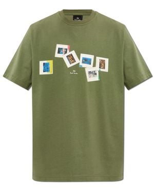 Paul Smith T-Shirt Met Kleurrijke Print - Groen