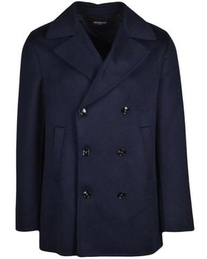 Kiton Double-Breasted Coats - Blue