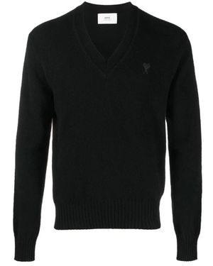 Ami Paris V-Neck Knitwear - Black