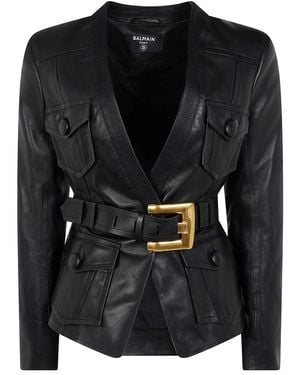 Balmain Leather Jackets - Negro