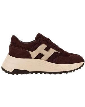 Hogan Schoenen ,Rood ,Leer Hi‑Fi Veterschoen - Bruin