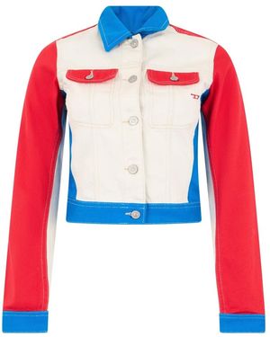 DIESEL Jassen ,Veelkleurig ,Katoen De-Slimmy Trucker Jacket - Rood