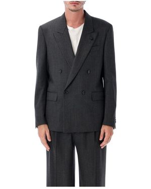 Lardini Jassen ,Grijs ,Wol Feeling Blazer Doppio Petto - Zwart