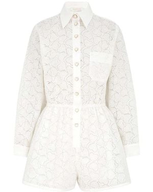 Zimmermann Crush Bestickter Playsuit - Weiß