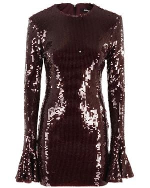 ROTATE BIRGER CHRISTENSEN Sequins Ls Mini Dress - Bruin