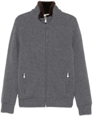 Barba Napoli Truien & Vesten ,Grijs ,Kasjmier Zipped Cashmere Jumper