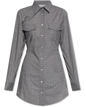 Acne Studios Button-Up Geruite Jurk - Grijs