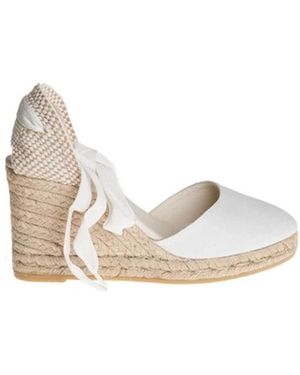 Espadrilles Schoenen ,Wit ,Witte Sleehakken