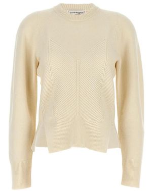 McQueen Truien & Vesten ,Wol Chevron Corset Sweater - Naturel