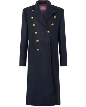 Etro Jassen ,Blauw ,Wol Double-Breasted Mantel Van Wolmix
