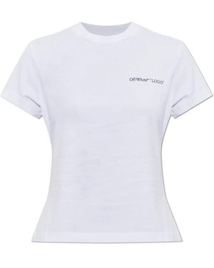 Off-White c/o Virgil Abloh Tops ,Wit ,Katoen T-Shirt Met Opgedrukte Logo