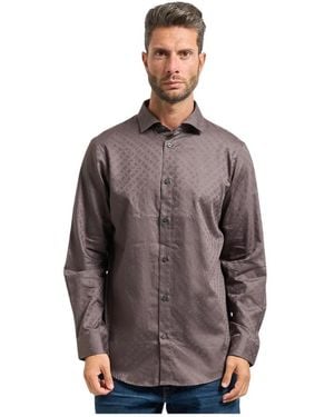 ARMANI EXCHANGE Logo Print Langarmhemd Grau - Braun