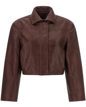 ROTATE BIRGER CHRISTENSEN Boxy Square Leren Jas - Bruin
