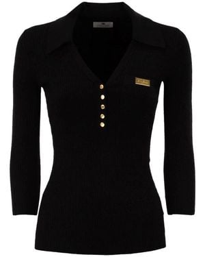 Elisabetta Franchi V-Neck Knitwear - Black