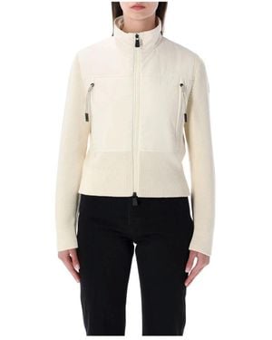 Moncler Hoodies & Sweatvesten ,Wit ,Katoen Gewatteerd Zip-Up Vest