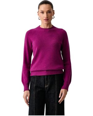 Lacoste 3D Gebreide Wollen Trui - Paars