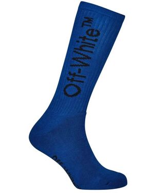 Off-White c/o Virgil Abloh Ondergoed ,Blauw ,Katoen Arrow Logo Mid Socks