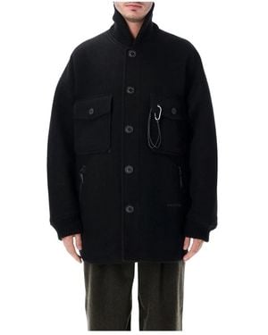 and wander Wool Pocket Shirt Jkt - Schwarz