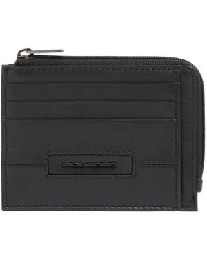 Piquadro Accessoires ,Zwart ,Leer 6-Kaarten Lederen Kaarthouder Met Muntvakje
