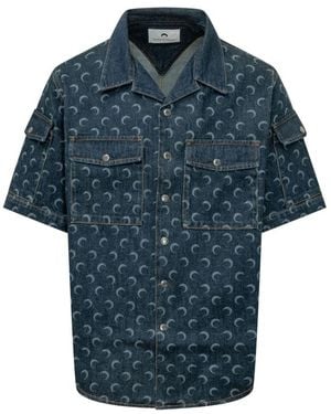 Marine Serre Denim Shirts - Blue
