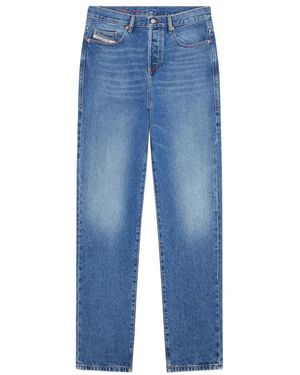 DIESEL Straight Button Fly Stretch Jeans - Blauw