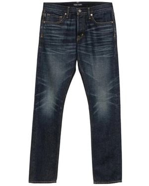 Tom Ford Jeans Met Logopatch Bij Riemlussen - Blauw