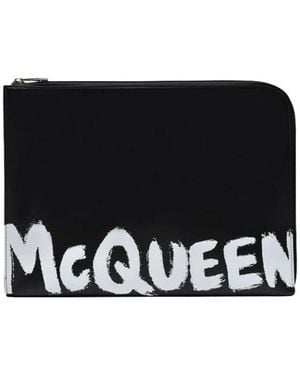 McQueen Leather Clutches - Zwart