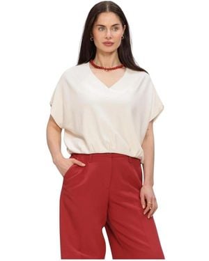 Summum V-Ausschnitt Pullover Viskose-Mischung Strick - Rot