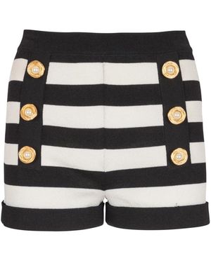 Balmain Korte Broeken ,Zwart ,Polyester Marinière Gebreide Shorts