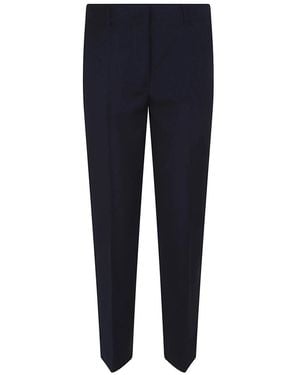Weekend by Maxmara Slim Fit Wol Canvas Broek - Blauw