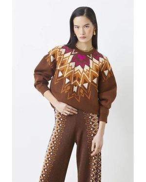 Suncoo Rondgebreide Trui - Bruin